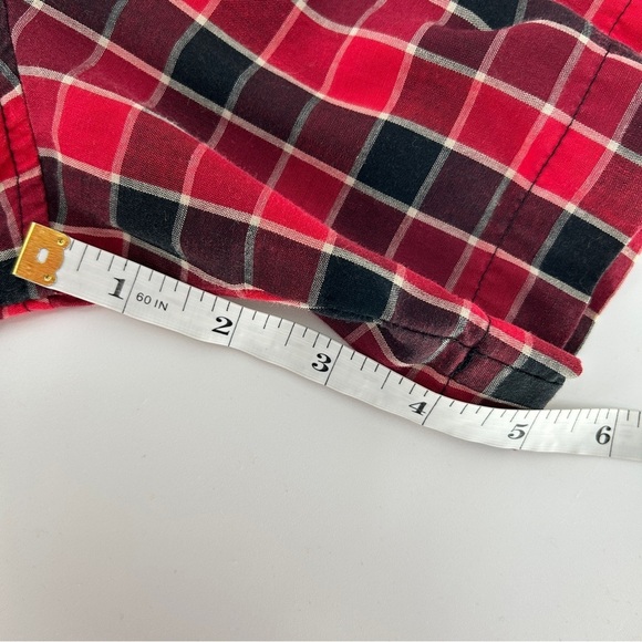 Wrangler Vintage Pearl Snap Red Plaid Short Sleeve Western Shirt Size Large - Picture 7 of 8